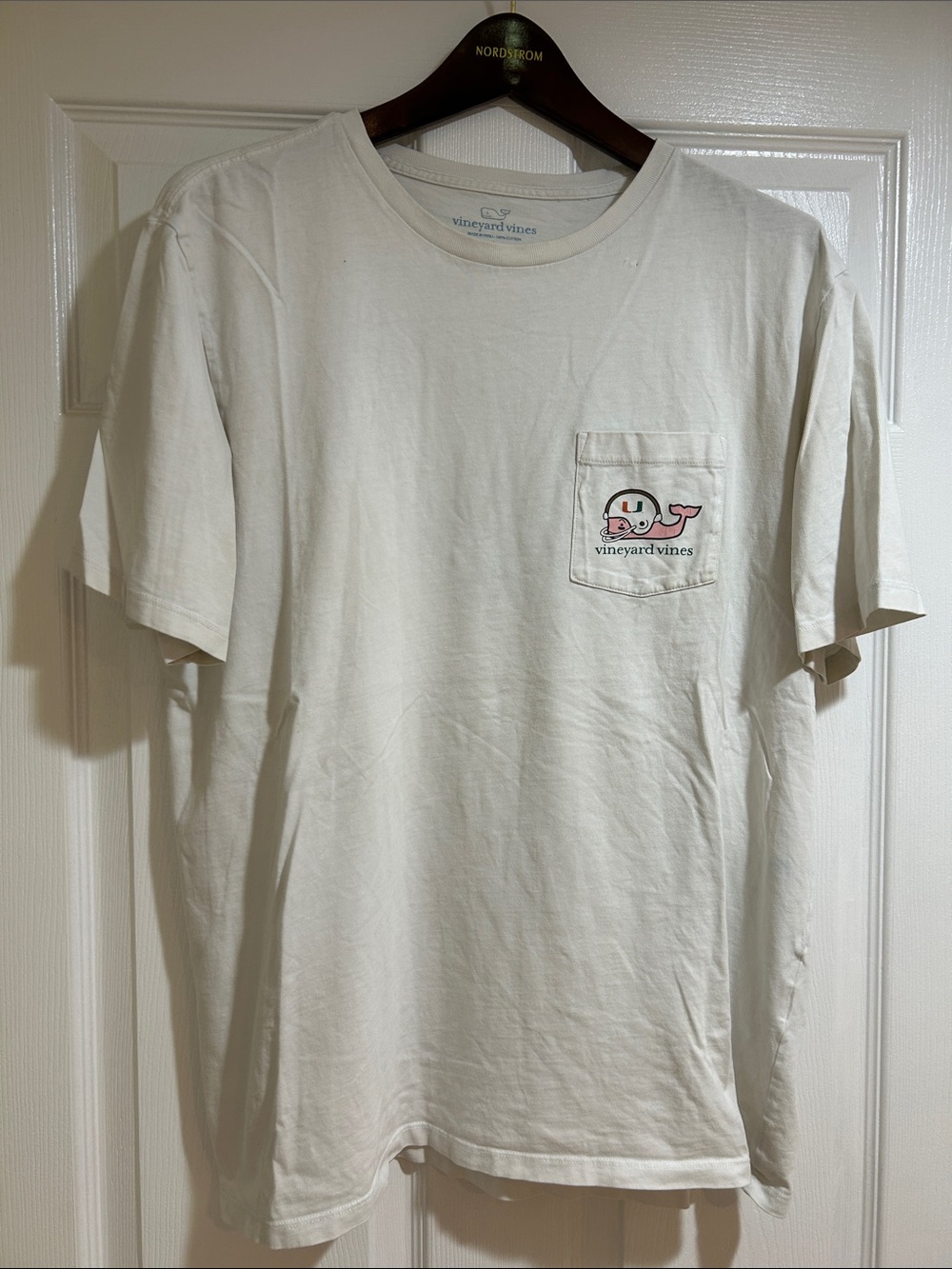 Vineyard Vines White S/S U Miami Pocket Tee